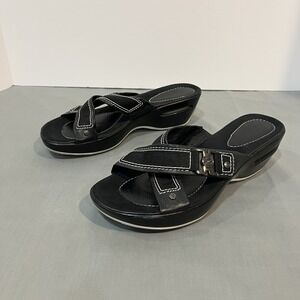 Cole Haan Air Alta Sandals Women's 9B Black Wedge Slip On Slides Grunge Goth